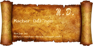 Macher Dénes névjegykártya